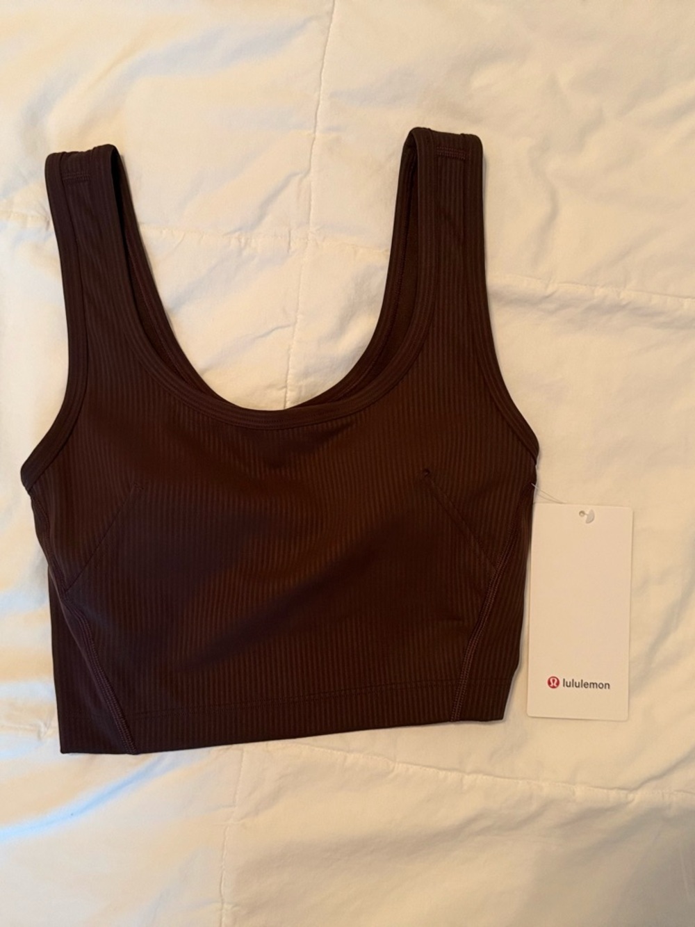 lululemon athletica Ribbed Dark Brown Cropped Tank Top